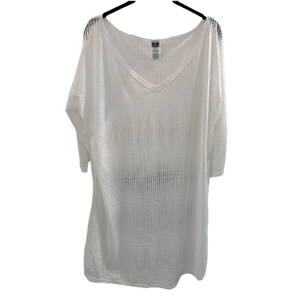 O'Neill Women's  Swimsuit Cover-Up Tunic‎ Top Beach  Pool Resort White Mesh M/L